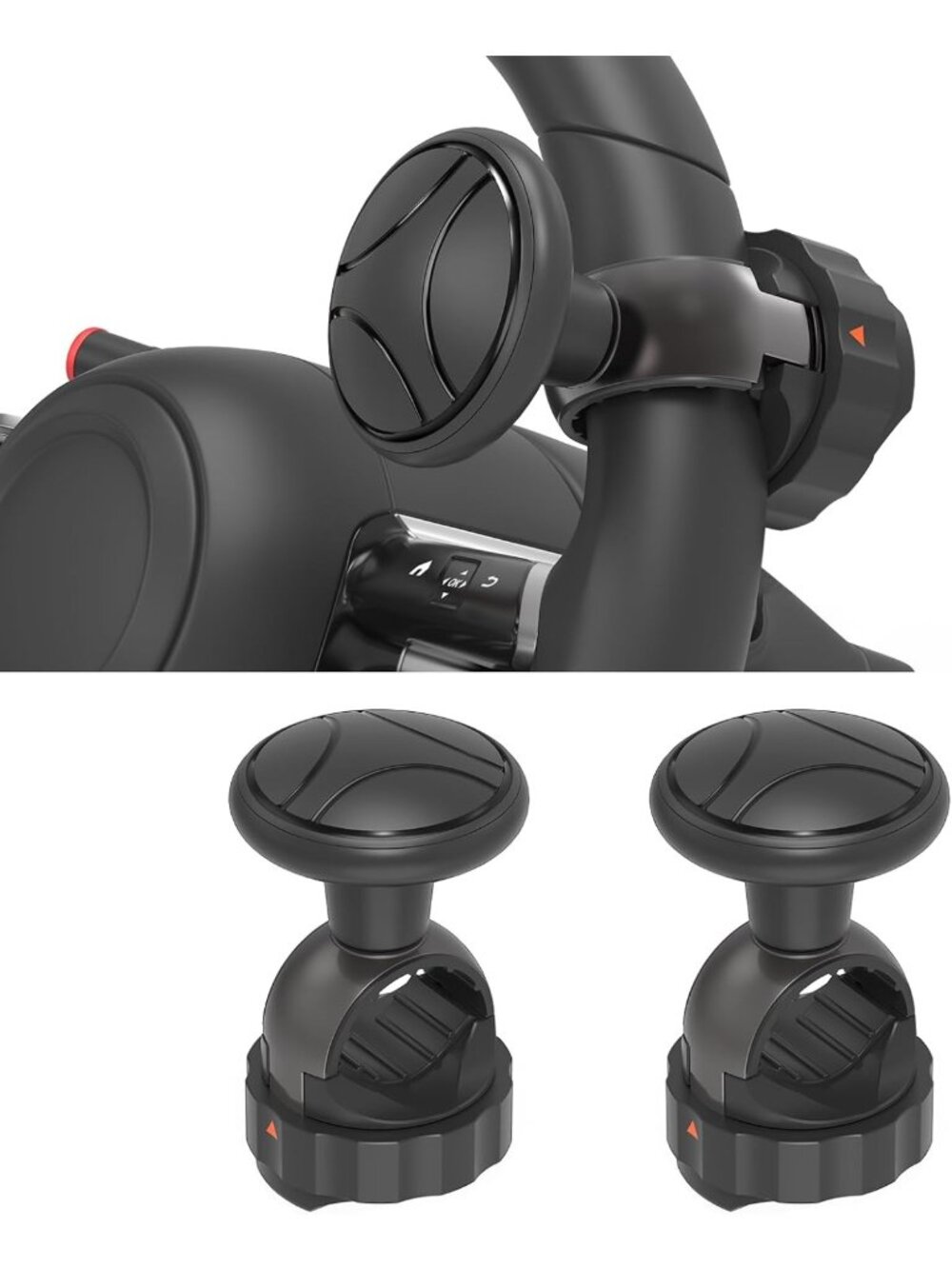 Tool-Free Steering Wheel Spinner Knob for Cars, Trucks & Boats - 2 Pack, Black